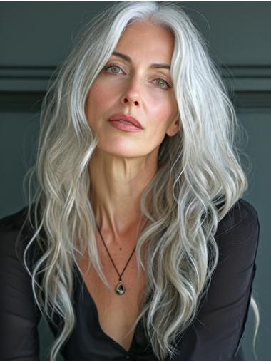 18" Without Bangs Wavy Grey Lace Wigs Buy Com