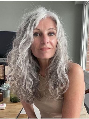 16" Without Bangs Wavy Grey Lace Wigs Women