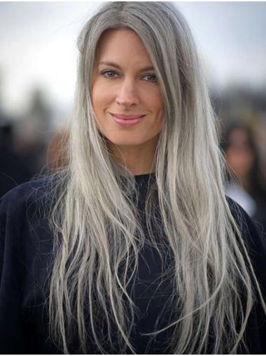 Long Straight Layered Grey Popular Wig For Ladies