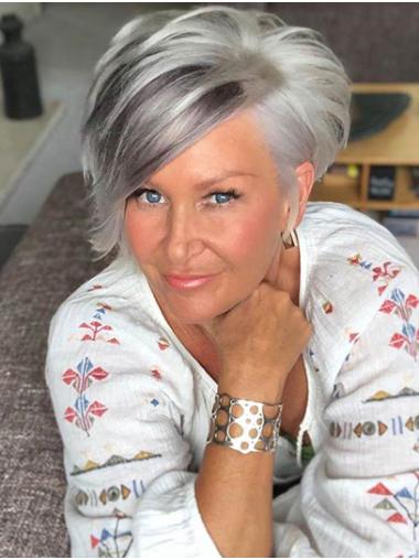 Grey Bobs Straight Short Synthetic Hair Wig