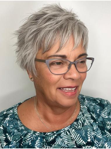 Synthetic Straight Boycuts 6" Ladies Monofilament Wigs