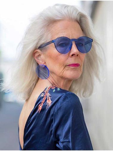 Grey Bobs Straight Shoulder Length Good Quality Synthetic Wigs