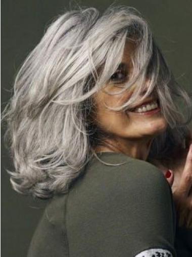 Grey Bob Hairstyles Lace Front Shoulder Length 14" Wigs