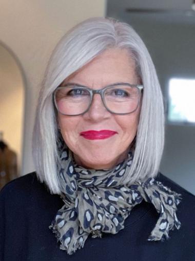 Human Hair Wigs Grey Without Bangs 12" Shoulder Length Wigs