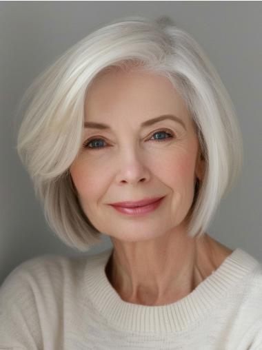 Ladies Grey Wigs Straight Synthetic Monofilament Wigs