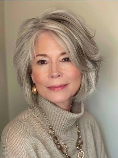 Grey Wigs For White Women Wavy Synthetic Monofilament Wigs