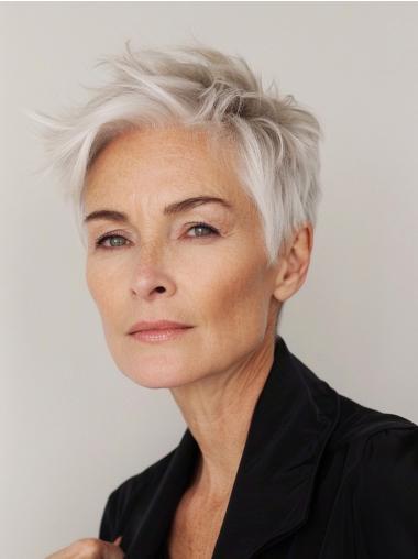Short Grey Lace Front Wigs Straight Boycuts 4" Wigs