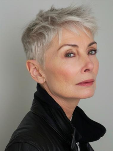 Grey Wigs For Sale 4" Monofilament Boycuts Remy Human Hair Wigs