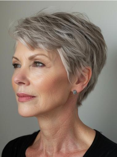 Grey Lace Front Wigs Straight Boycuts 4" Wigs