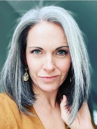 Grey Hair Wigs For Sale 14" Monofilament Without Bangs Synthetic Wigs