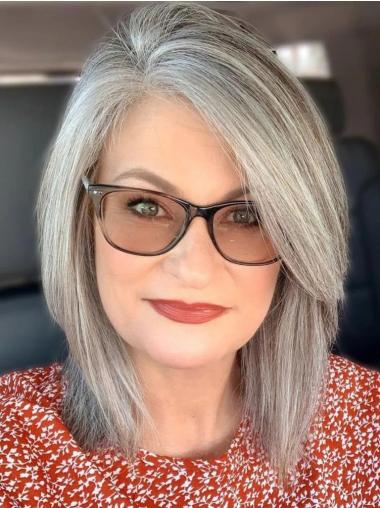 Grey Hair Wig Lace Front Shoulder Length Straight Wigs
