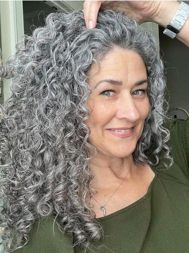 Grey Long Hair Wig Lace Front 16" Without Bangs Wigs