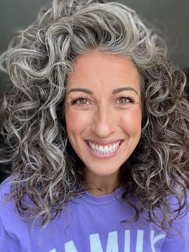 Grey Haired Wigs 14" Monofilament Without Bangs Synthetic Wigs