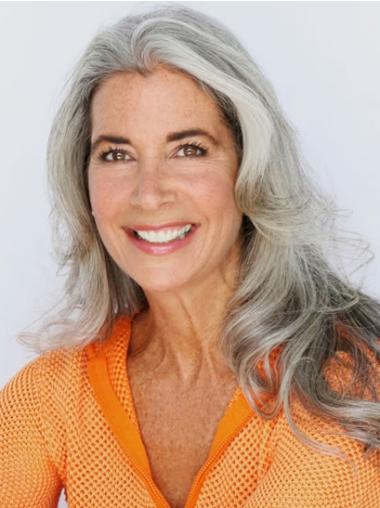 Long Grey Wigs Wavy Lace Front 18" Wigs