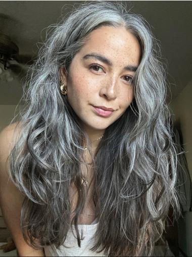 Grey Long Hair Wig Wavy Lace Front 20" Wigs