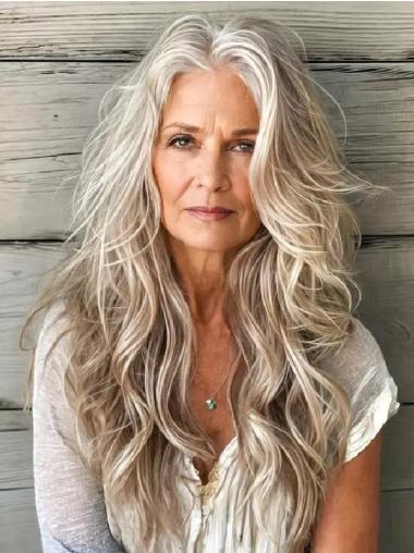 Grey Wigs Long Hair Wavy Lace Front 24" Wigs