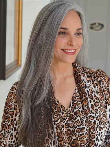 Long Grey Wigs Straight Lace Front 22" Wigs