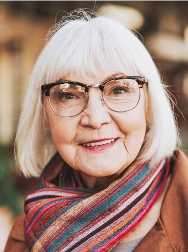 Short Grey Wigs For White Ladies Monofilament 10" Bobs Wigs