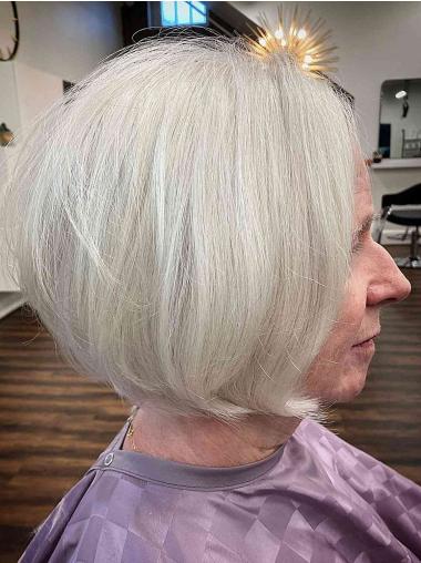 Short Grey Wigs For Women Monofilament 10" Bobs Wigs