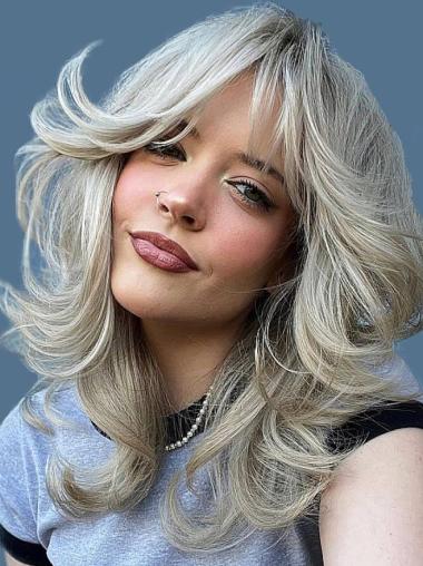 Grey Long Hair Wigs Wavy Monofilament 16" Wigs