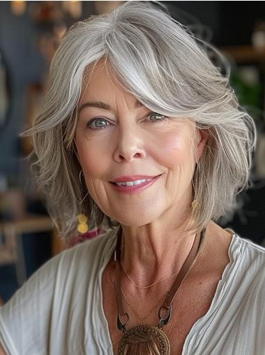 Grey Wig Short Monofilament 10" Bobs Wigs