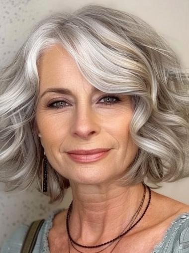 Short Grey Hairstyles Monofilament 10" Bobs Wigs