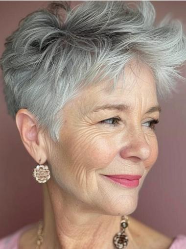 Grey Lace Front Wigs Short 4" Boycuts Wigs