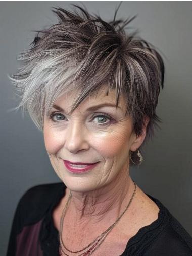 Ombre Grey Lace Front Wigs Short 4" Boycuts Wigs