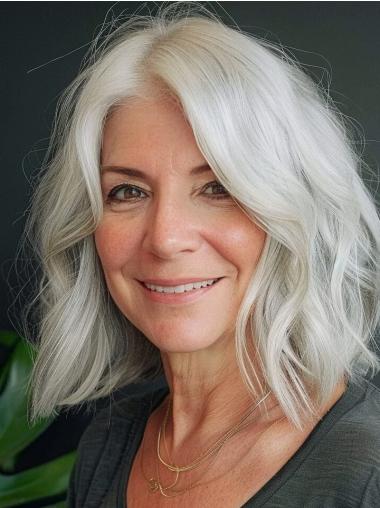 Medium Grey Wig Layered 14" Wavy Wigs