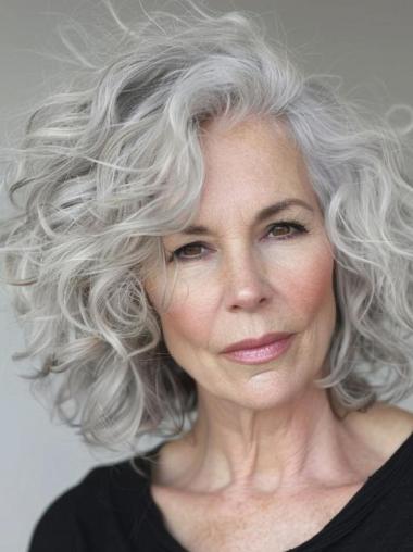 Silver Grey Human Hair Wigs Layered Monofilament Wigs