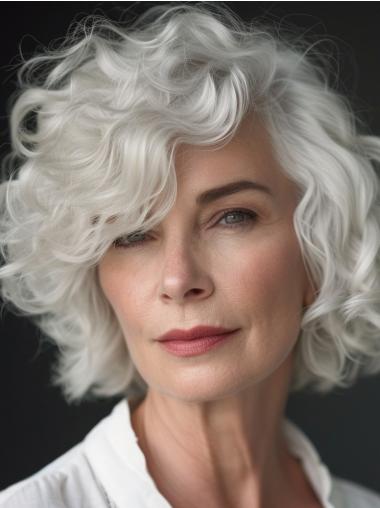 Grey Bob Wigs 10" Remy Human Hair Curly Wigs