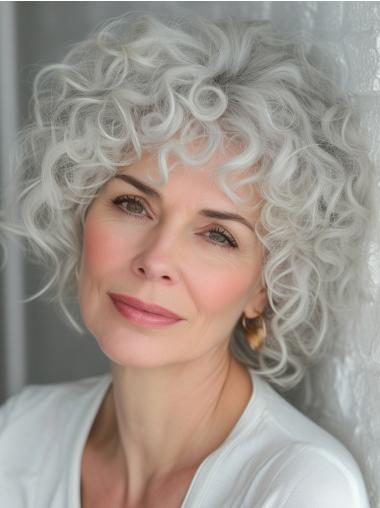 Silver Grey Bob Wigs Chin Length 10" Remy Human Hair Wigs