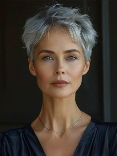 Silver Grey Human Hair Wigs Short Boycuts Lace Front Wigs