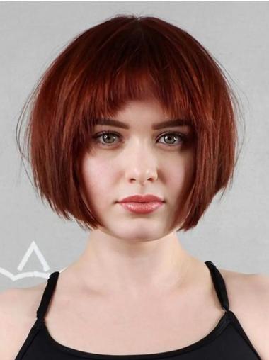 Short Auburn Wig 8" Lace Front Bobs Wigs