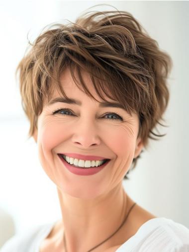 Short Hair Wigs For Older Ladies 6" Wavy Synthetic Wigs