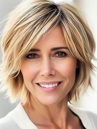 Short Hair Lace Wigs Monofilament Synthetic 8" Layered Wigs