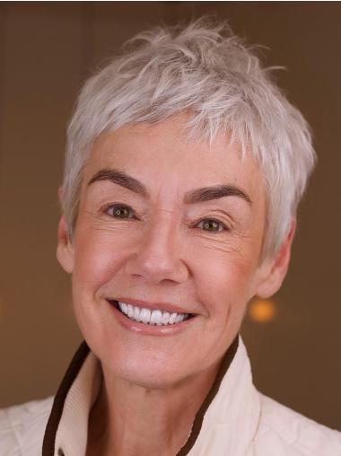 Grey Wigs Short Boycuts 4" Straight Monofilament Wigs