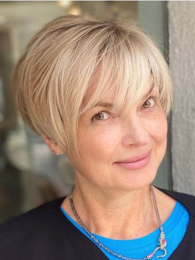 Short Blonde Wig Straight 6" Monofilament Synthetic Wigs