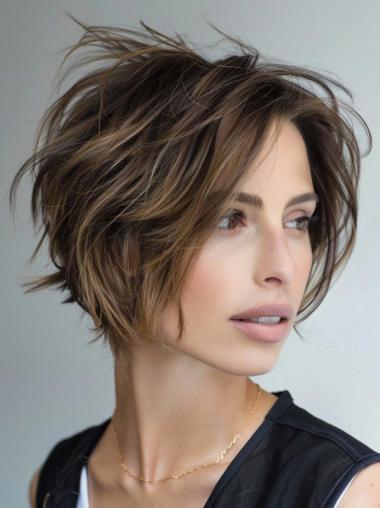 Short Edgy Wigs Synthetic Wavy 8" Wigs