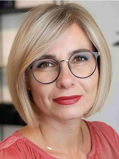 Short Blonde Wigs For Sale Straight 8" Lace Front Synthetic Wigs