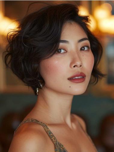 Short Bob Wigs For Women Wavy 8" Lace Front Wigs