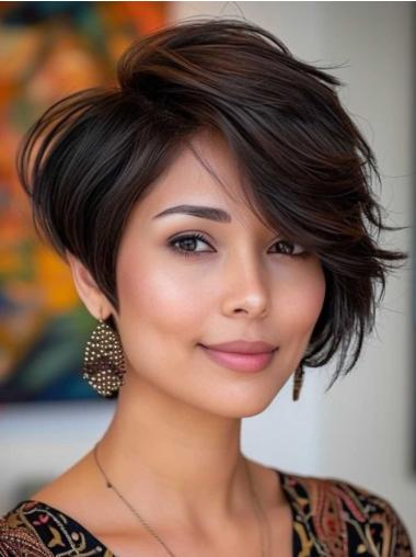 Black Short Wigs For Sale Synthetic Wavy 6" Wigs