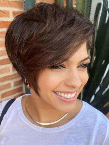 Short Hair Wig With Bangs 6" Straight Synthetic Wigs