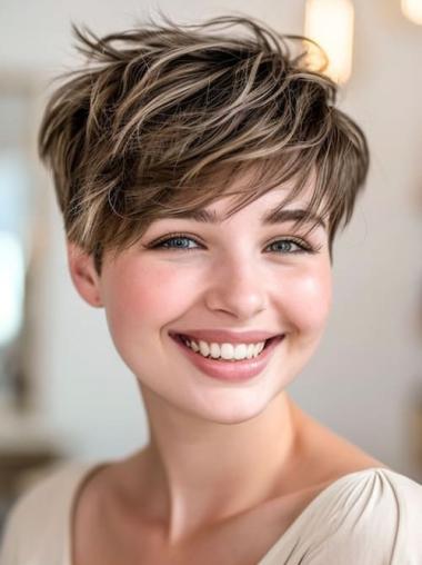 Short Hair Wig Monofilament With Bangs 4" Synthetic Wigs