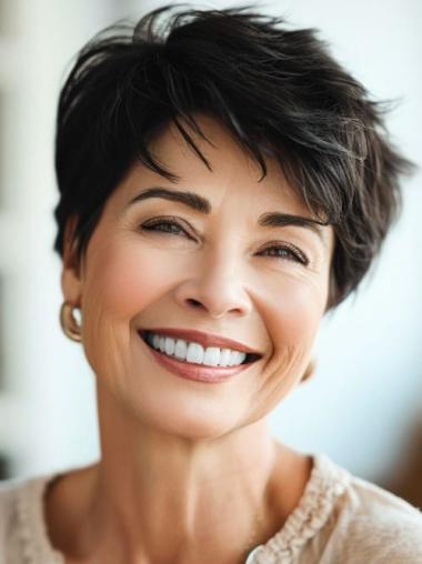 Short Black Wig Boycuts Monofilament 4" Wigs