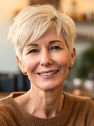 Short Blonde Wig 4" Straight Synthetic Wigs