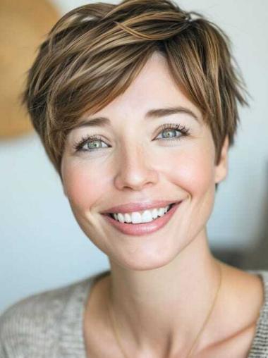 Short Blonde Pixie Wigs Monofilament Boycuts 4" Synthetic Wigs