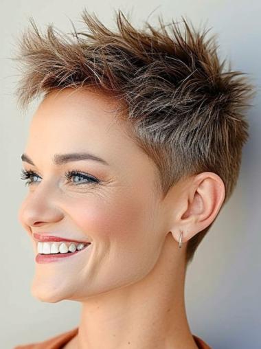 Short Brown Hair Wig Boycuts Monofilament 4" Wigs