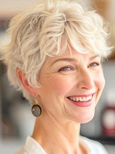 Short Natural Hair Wigs With Bangs Monofilament 6" Wigs