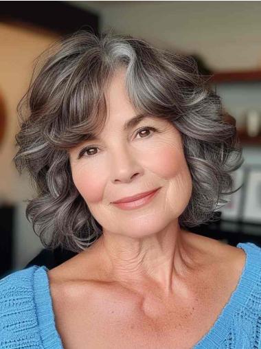 Short Grey Hair Wigs Layered Lace Front 10" Wigs